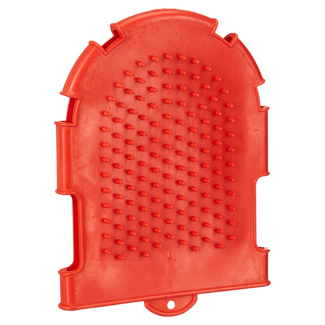 Roter Putzhandschuh mit Noppen