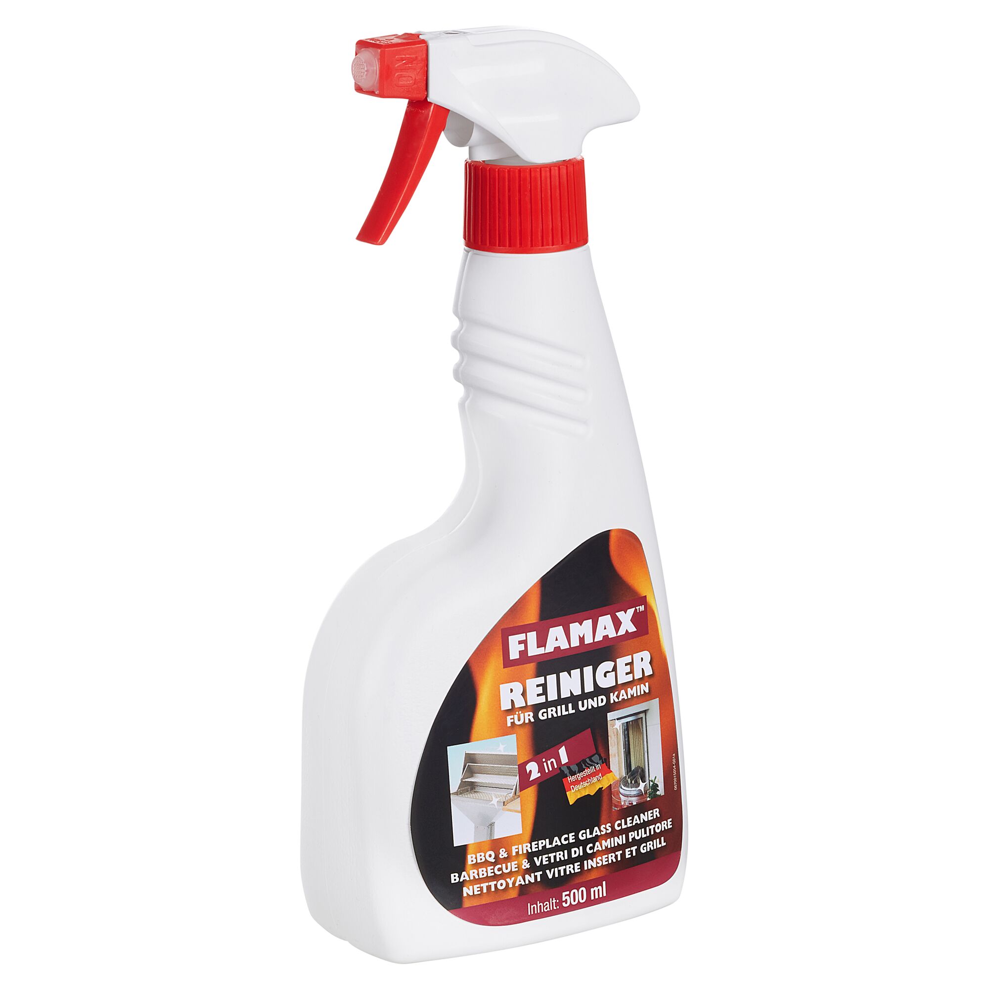 Flamax Reiniger für Grill und Kamin, 500 ml Flasche mit Sprühkopf