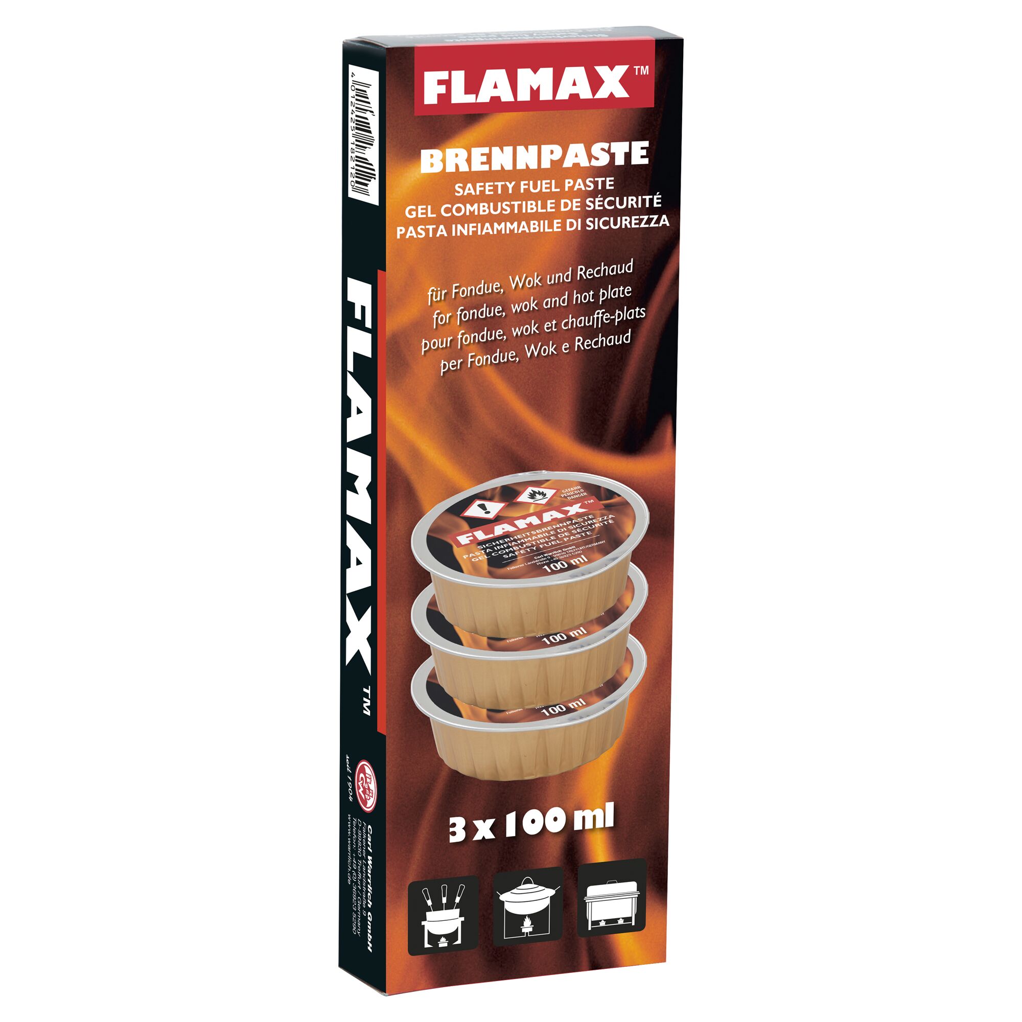 Flamax Sicherheitsbrennpaste 3 x 100 ml