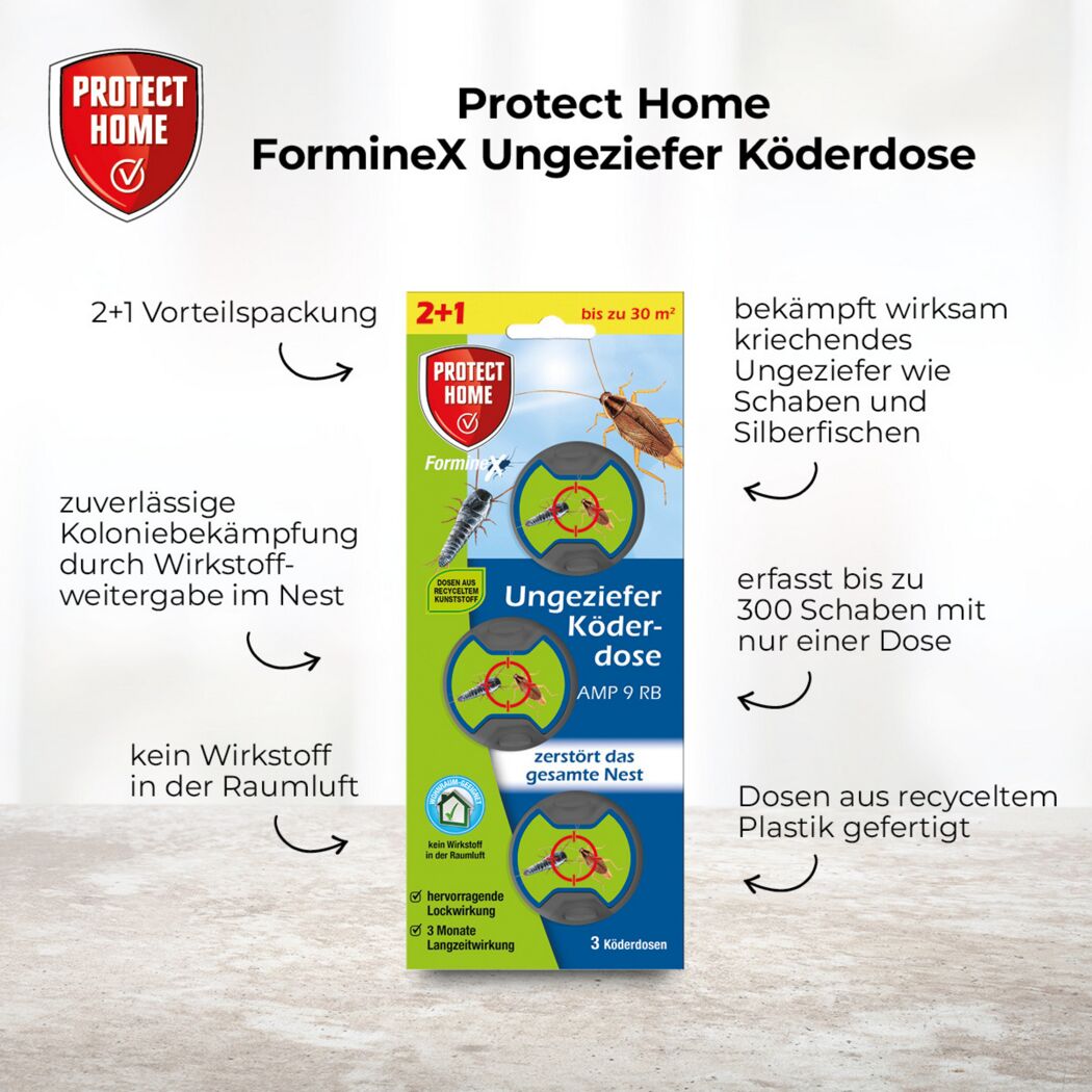 FormineX Ungeziefer Köderdosen gegen Schaben und Silberfischchen