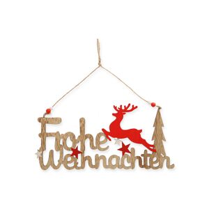Deko-Schriftzug 'Frohe Weihnachten' rot/braun 30 cm