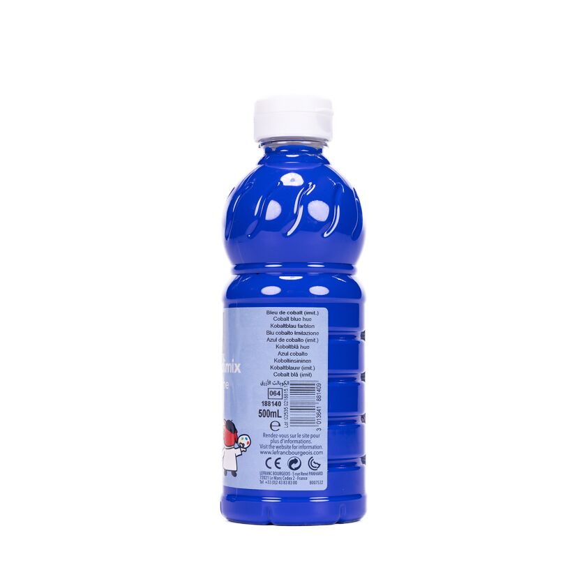 Flasche blaue Temperafarbe