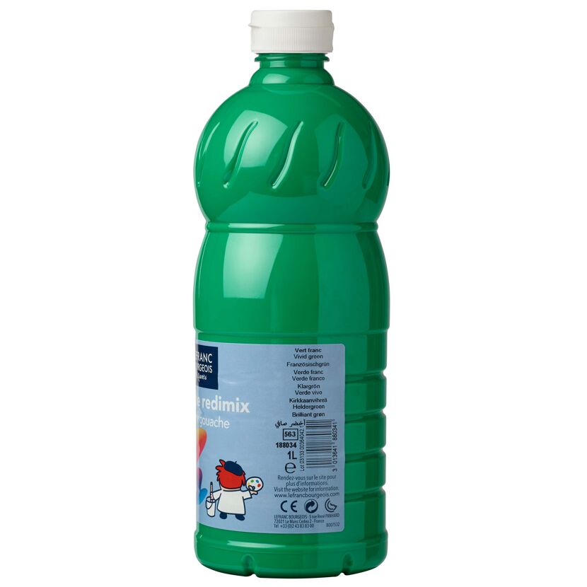 Grüne Gouache-Farbe in Flasche
