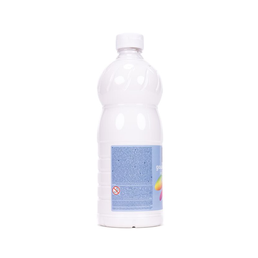 Weiße Temperafarbe in Plastikflasche