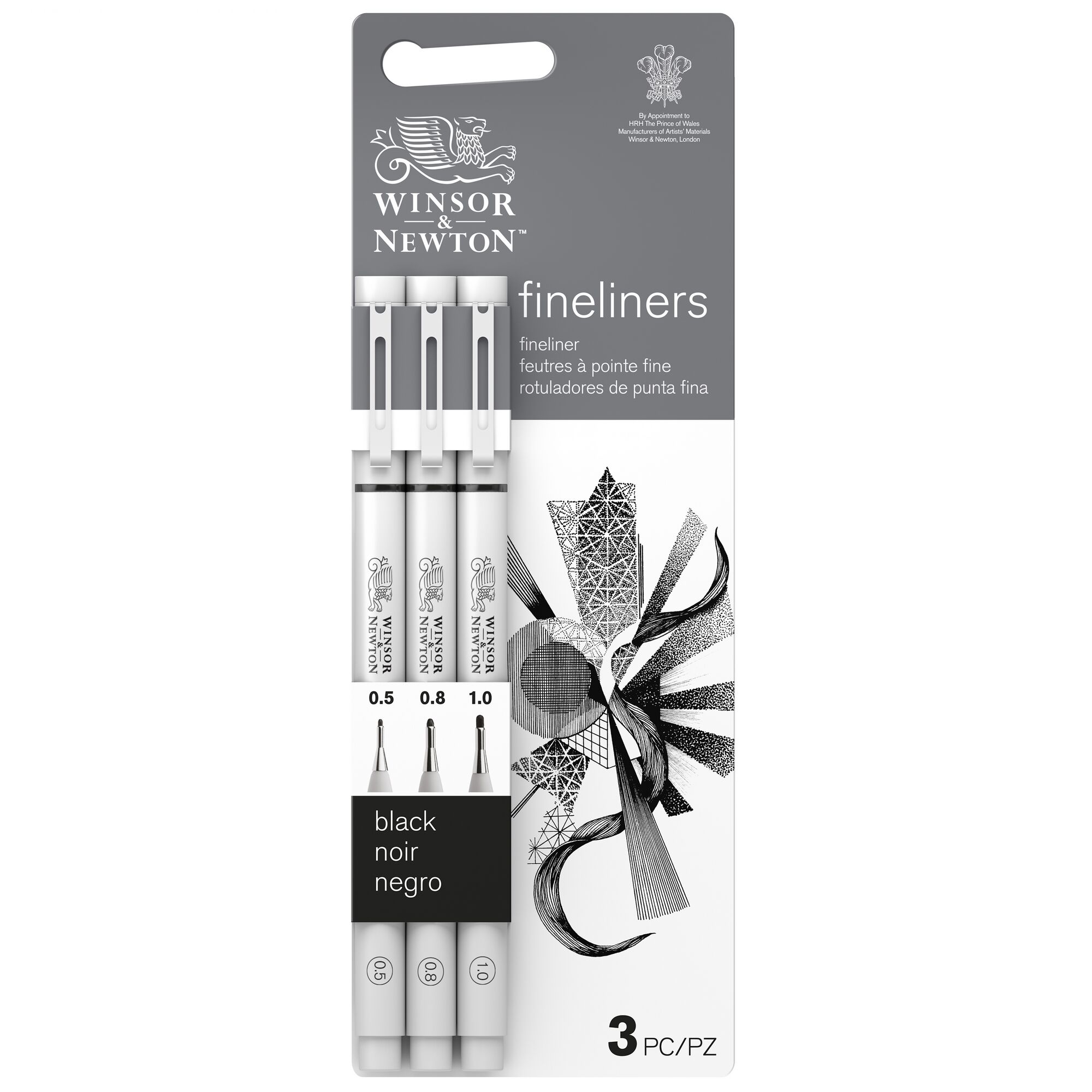 Drei schwarze Fineliner