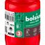 Rote Bolsius Grabkerze mit grünem Etikett.