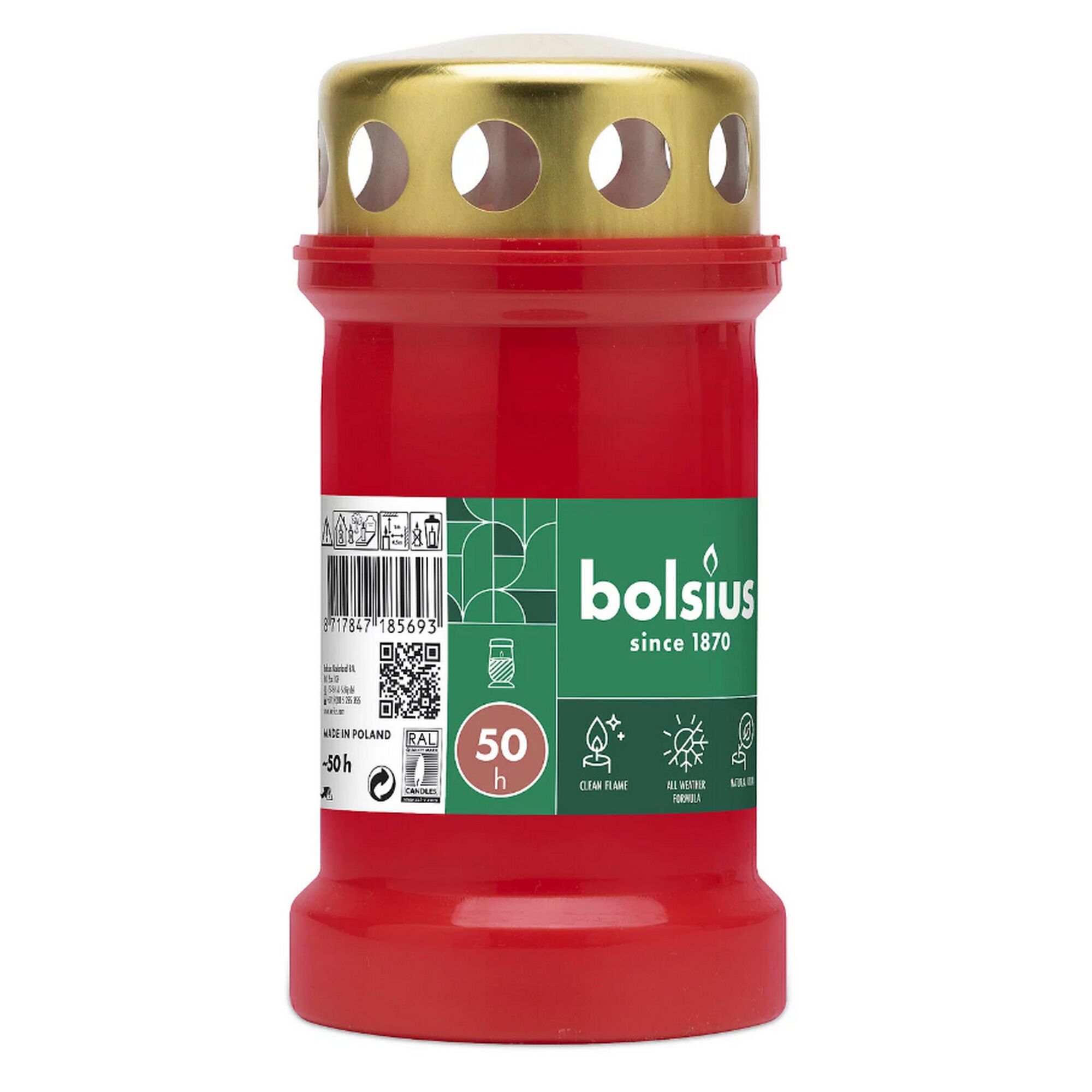 Rote Grabkerze mit goldenem Deckel