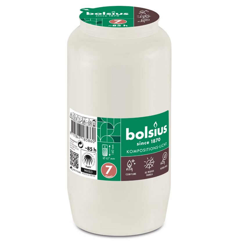 Weiße Grabkerze Bolsius Kompositions-Licht