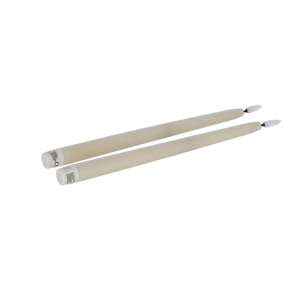 LED-Stabkerzen cremefarben 27 cm 2 Stück