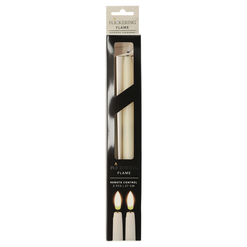 LED-Stabkerzen cremefarben 27 cm 2 Stück