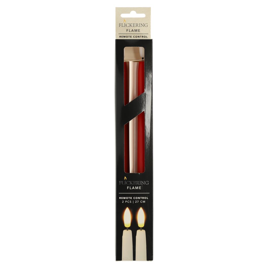 LED-Stabkerzen rot 27 cm 2 Stück