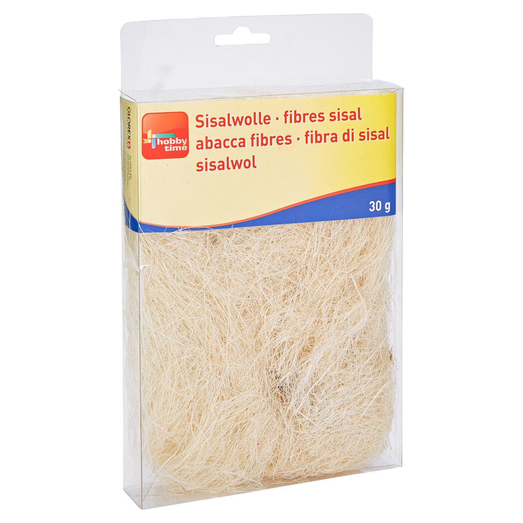 Sisalwolle in einer Plastikverpackung