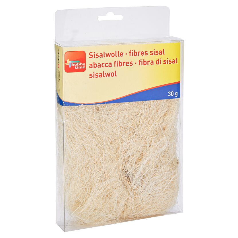 Sisalwolle in einer Plastikverpackung