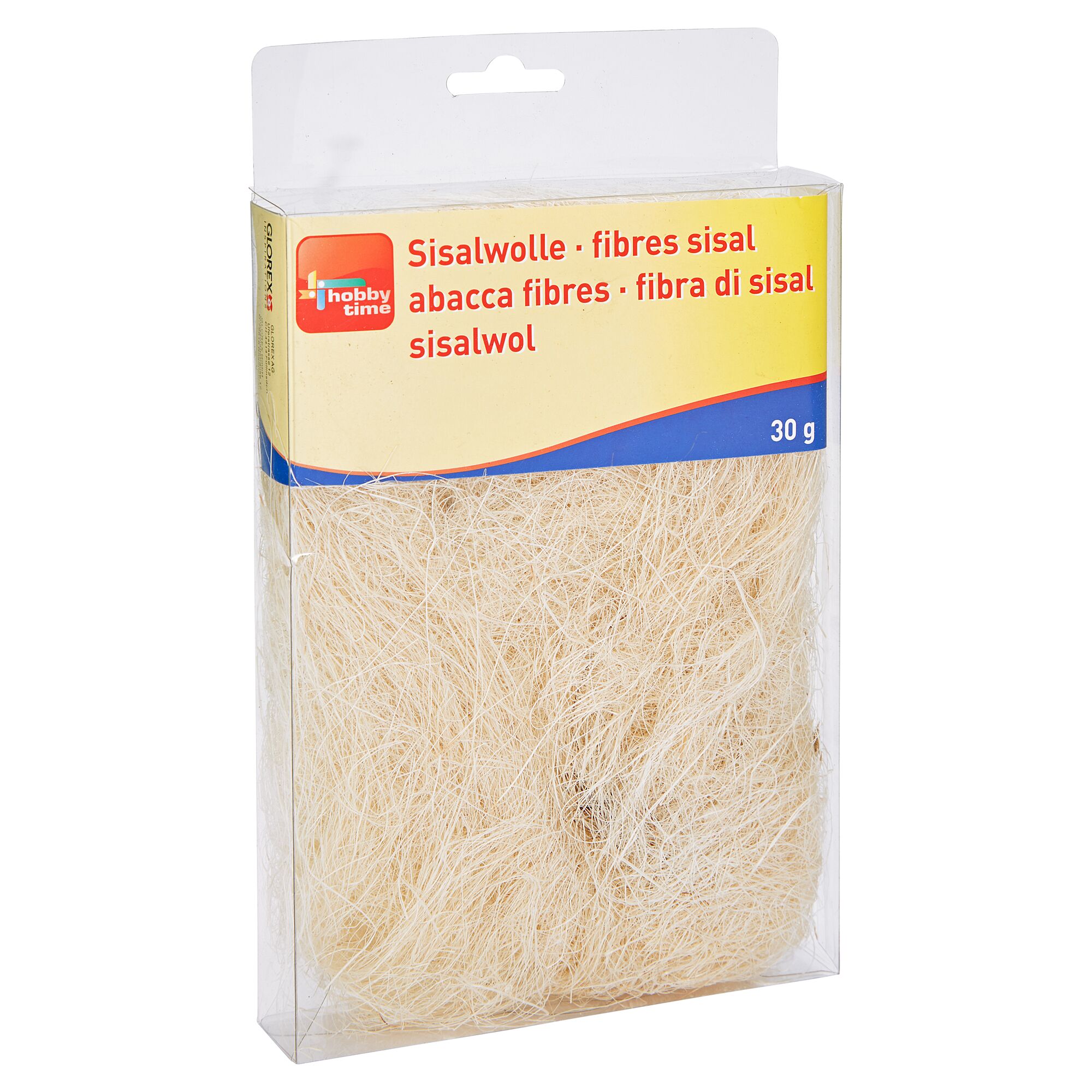 Sisalwolle in einer Plastikverpackung