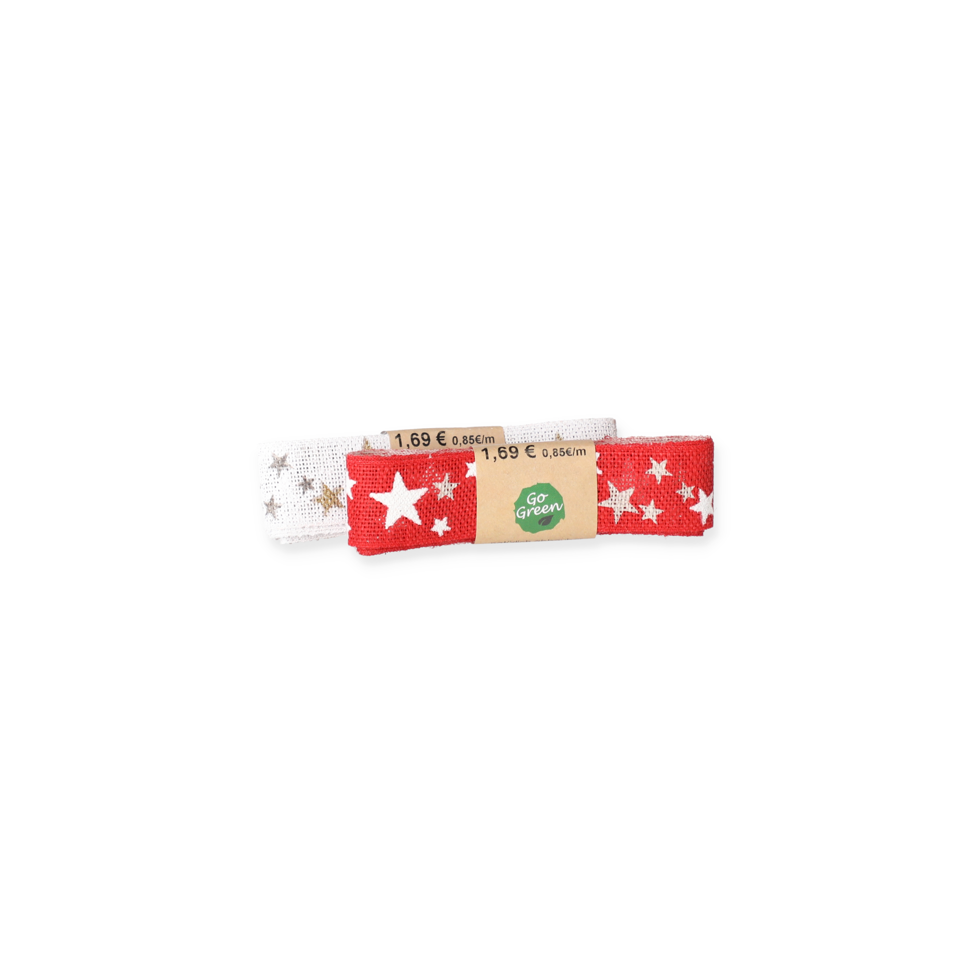 Geschenkband 'Abendhimmel' Baumwolle rot/weiß 25 mm x 2 m + product picture