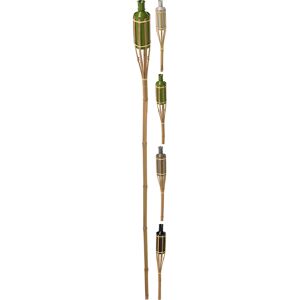 Gartenfackel Bambus 150 cm mit 4 verschieden farbigen Ölbehältern