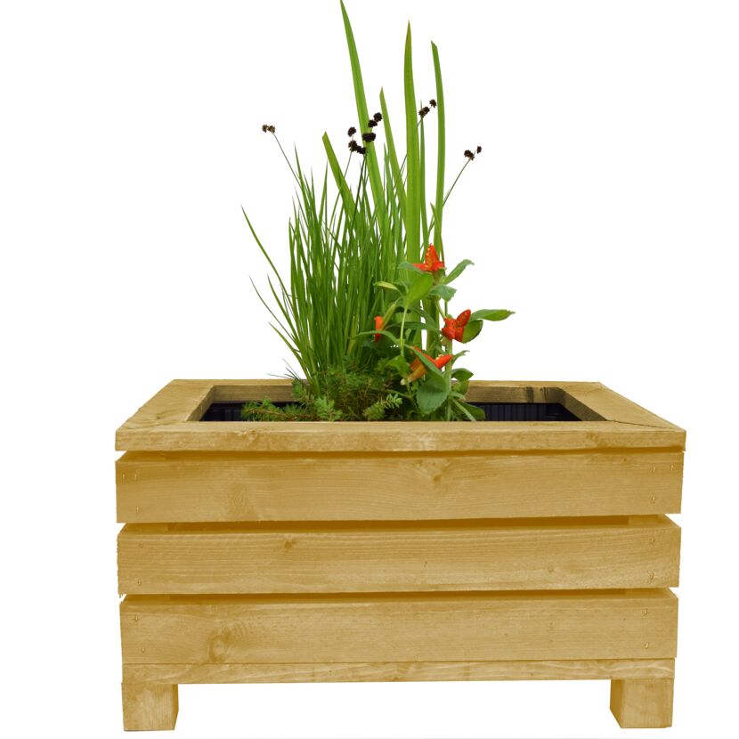 Miniteich-Set mit 4 Pflanzen und Teichkiste natur 45 x 32 x 21 cm