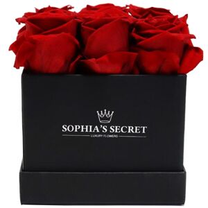 Rosenbox schwarz mit 9 haltbaren roten Rosen