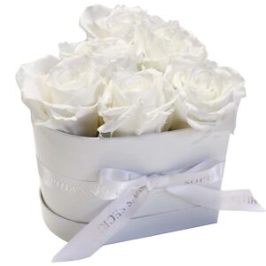 Rosenbox 'Herz' weiß mit 6-7 haltbaren weißen Rosen