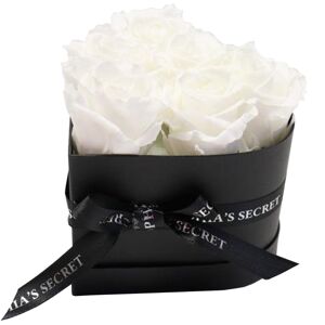 Rosenbox 'Herz' schwarz mit 6-7 haltbaren weißen Rosen