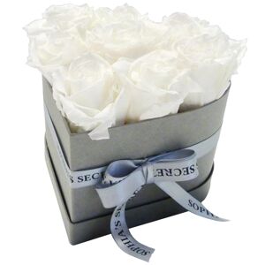 Rosenbox 'Herz' steingrau mit 6-7 haltbaren weißen Rosen