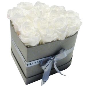 Rosenbox 'Herz' steingrau mit 10-12 haltbaren weißen Rosen