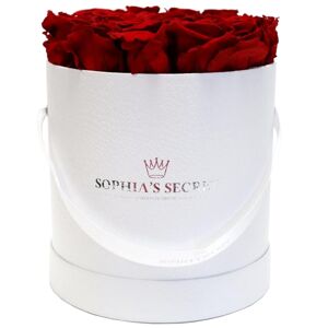 Rosenbox 'Hutschachtel' weiß mit 10-12 haltbaren roten Rosen