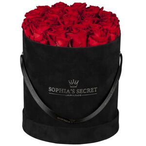 Rosenbox 'Hutschachtel' schwarz mit 18-20 haltbaren roten Rosen