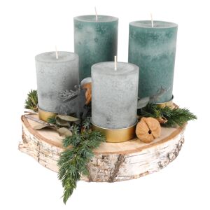 Adventsgesteck Birkenscheibe Ø 30 cm, mit vier Kerzen