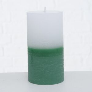 Stumpenkerze 'Verde' grün/weiß Ø 7 cm x 13 cm