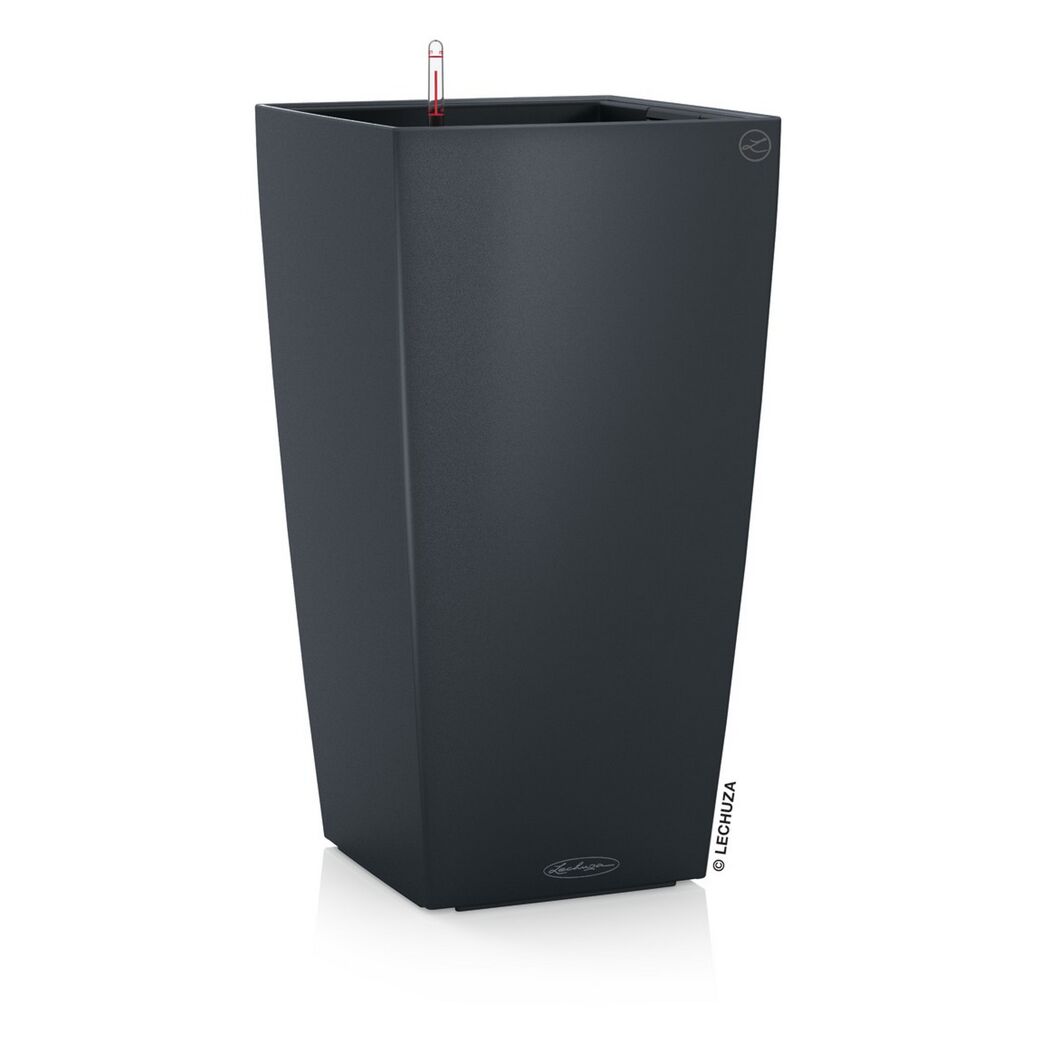 Grauer Lechuza Pflanztopf Cubico mit Wasserstandsanzeiger