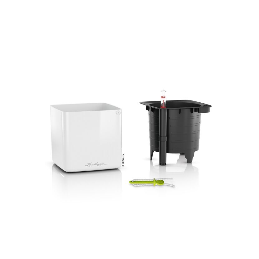 Lechuza Übertopf Cube Glossy 14 cm weiß, Einzelteile