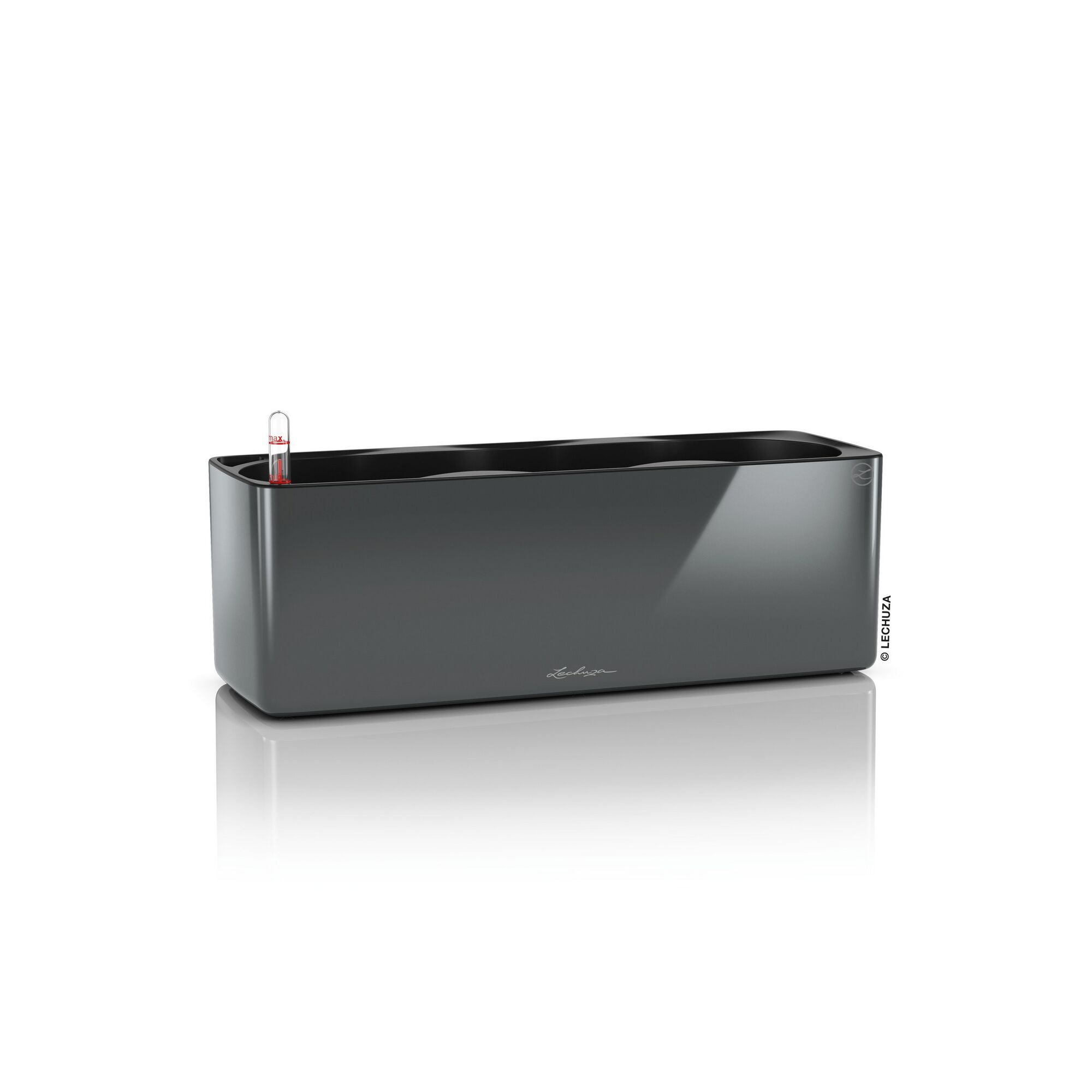 Anthrazitfarbener LECHUZA Blumenkasten Glossy 40 cm