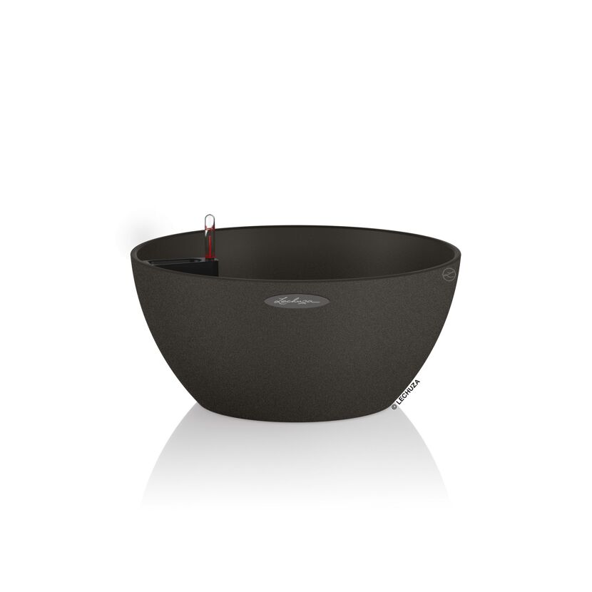 LECHUZA Pflanzschale Cubeto Stone 40 cm graphitschwarz