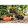 Zwei schwarze CUBETO Stone Schalen bepflanzt mit Chili und Lampionblume.