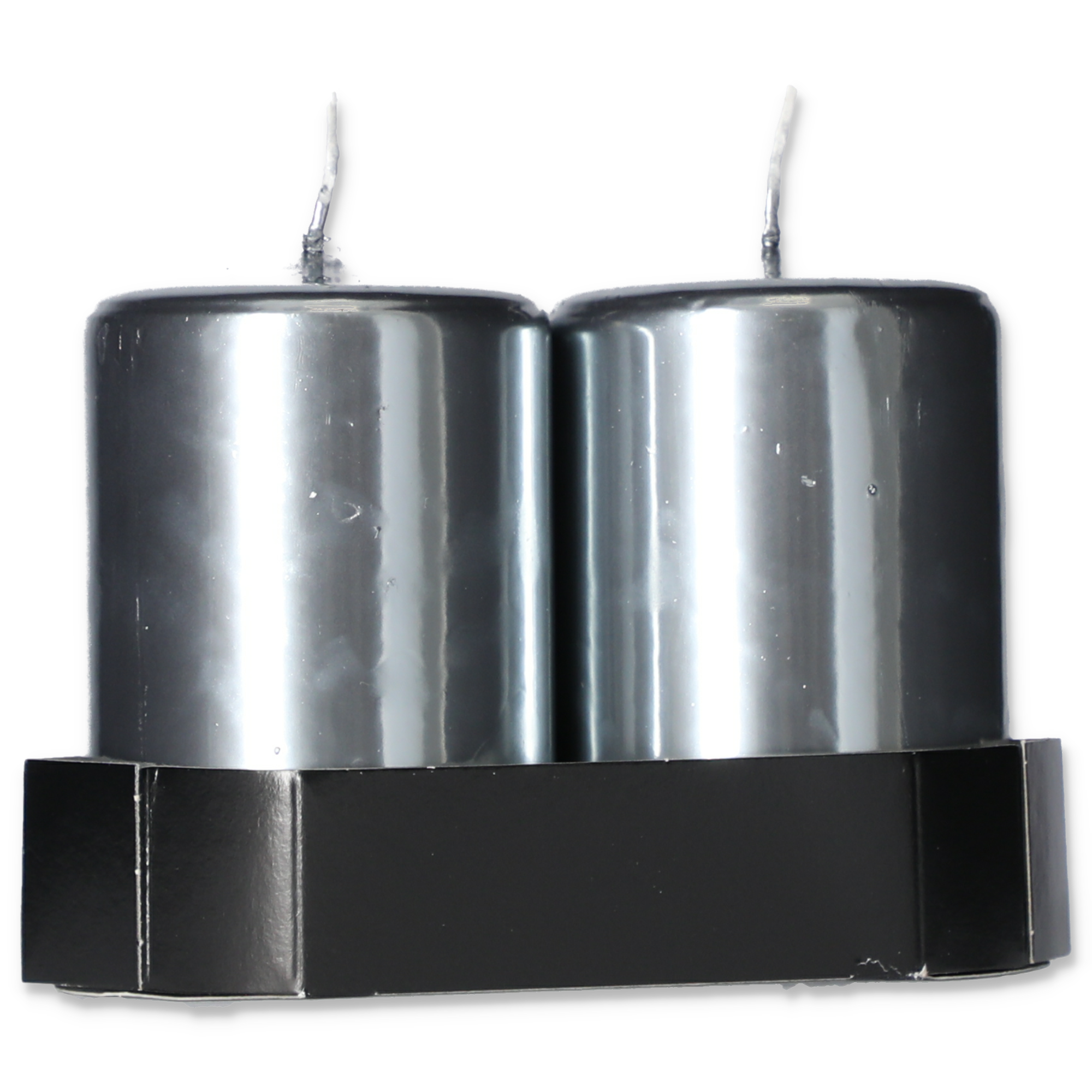 Spiegeleffekt-Kerze silbern Ø 6,5 x 10 cm, 2 Stück + product picture