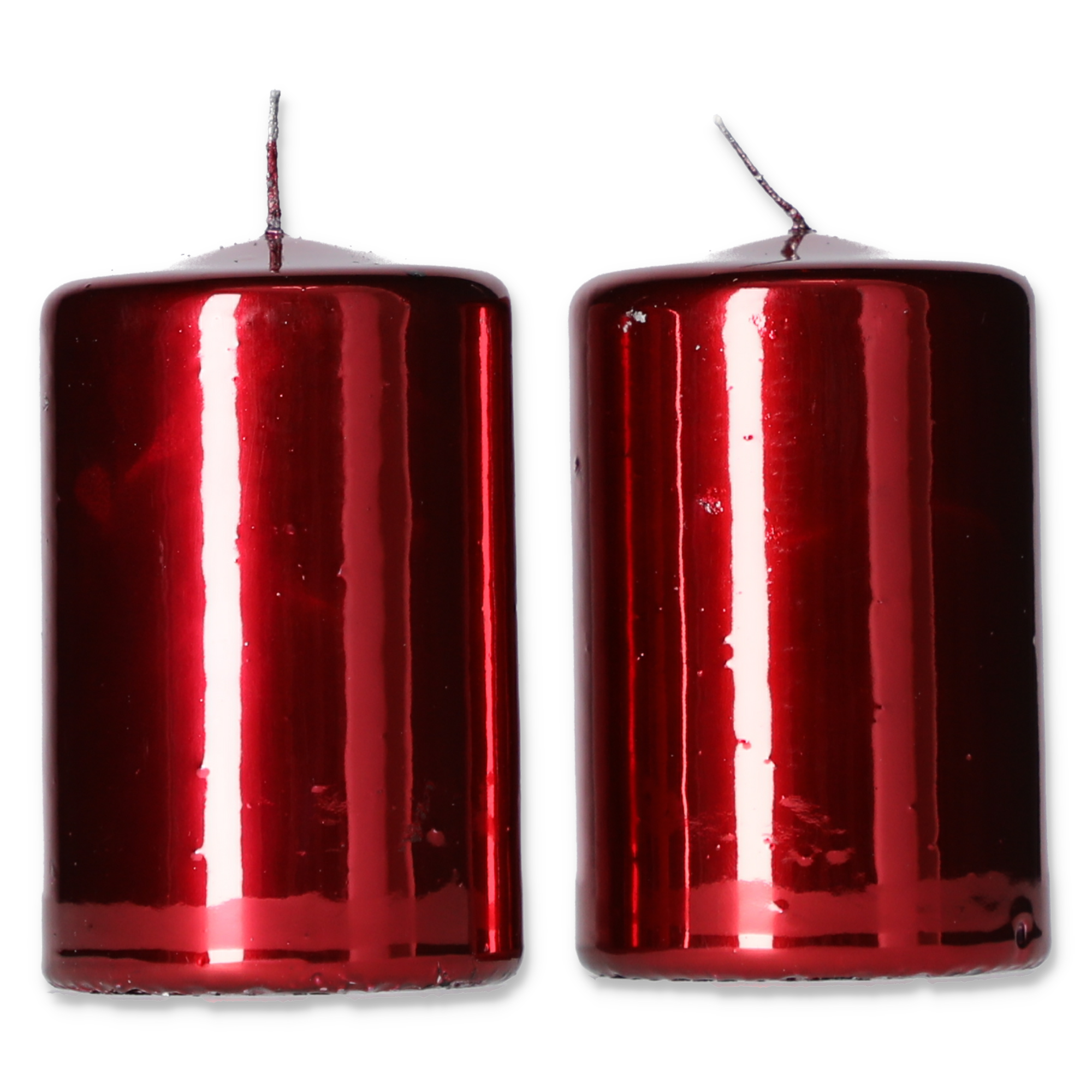 Spiegeleffekt-Kerze rot Ø 6,5 x 10 cm, 2 Stück + product picture