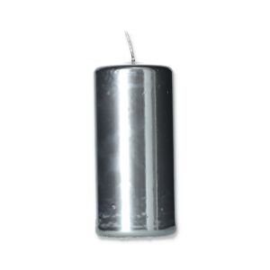 Spiegeleffekt-Kerze silbern Ø 7,5 x 14 cm, 2 Stück