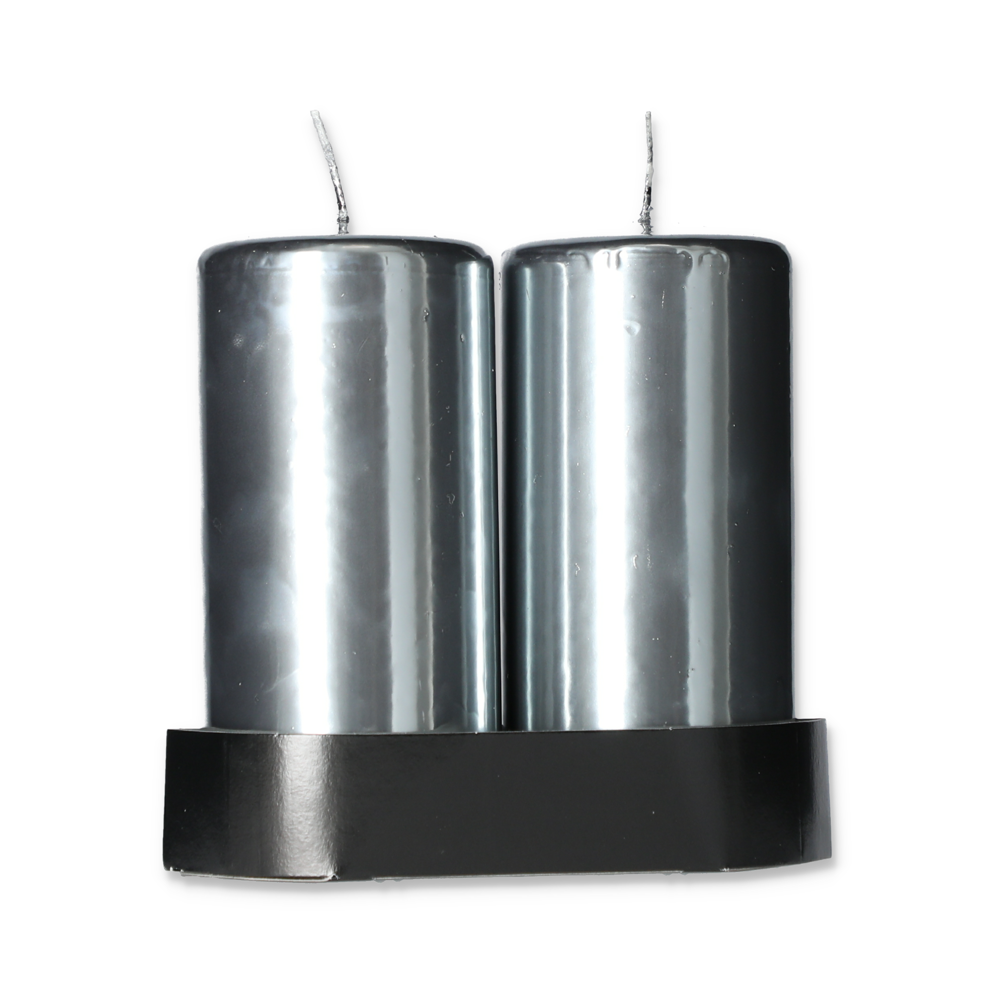 Spiegeleffekt-Kerze silbern Ø 7,5 x 14 cm, 2 Stück + product picture