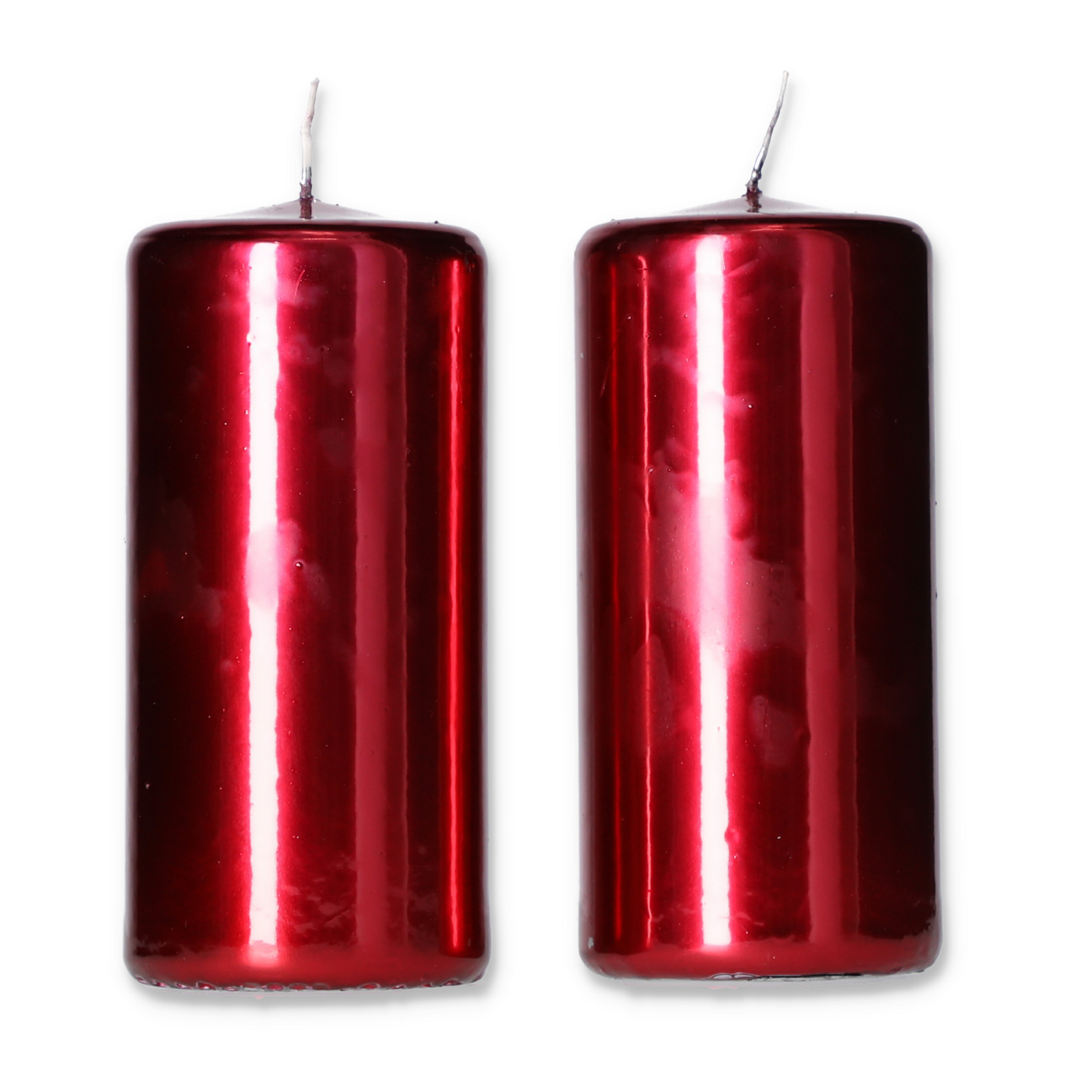 Spiegeleffekt-Kerze rot Ø 7,5 x 14 cm, 2 Stück + product picture