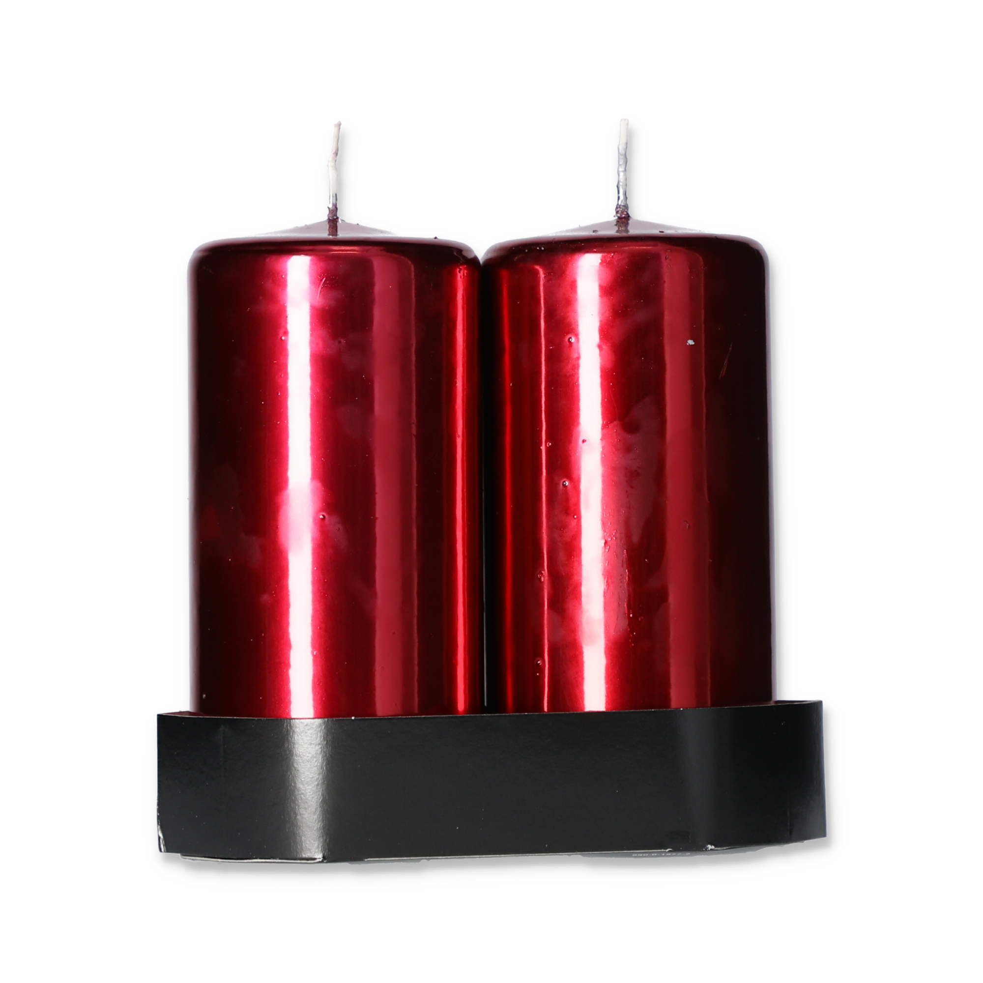 Spiegeleffekt-Kerze rot Ø 7,5 x 14 cm, 2 Stück + product picture