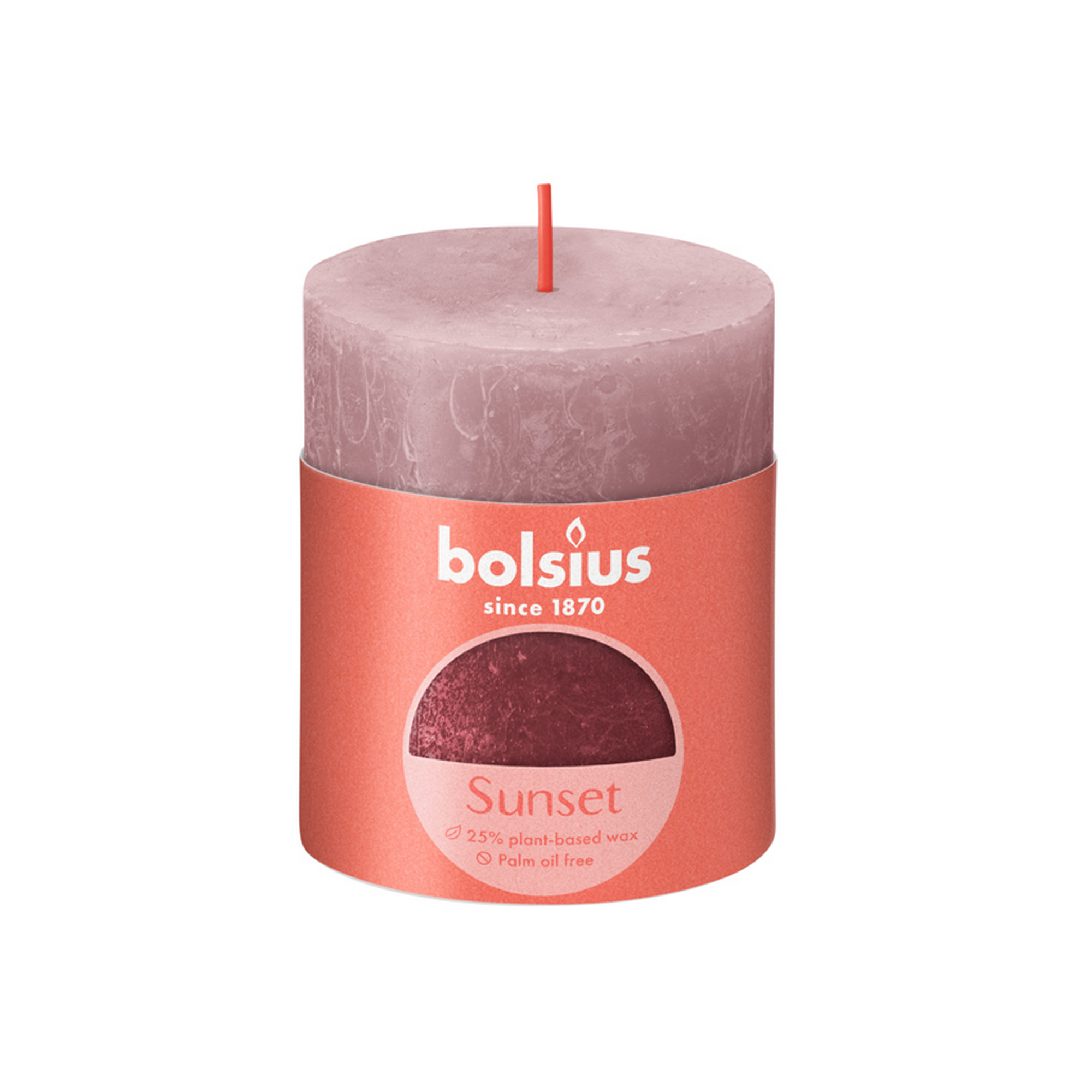 Stumpenkerze 'Rustik Sunset' rosa  Ø 6,8 x 8 cm + product picture