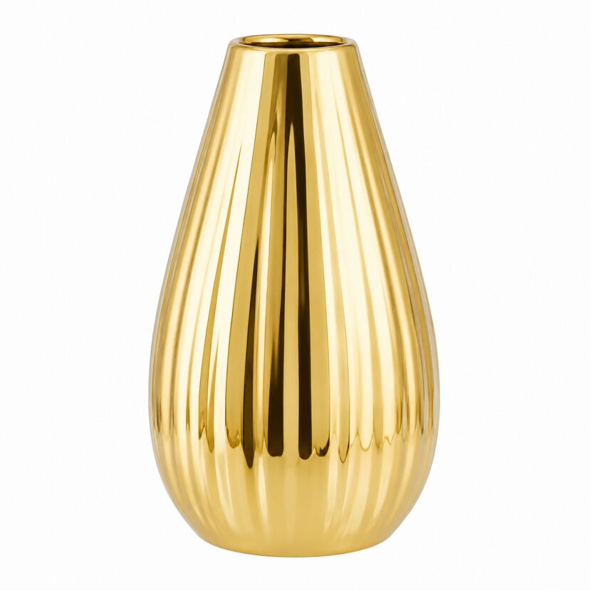 Deko-Vase goldfarben geriffelt Ø 9 x 15 cm