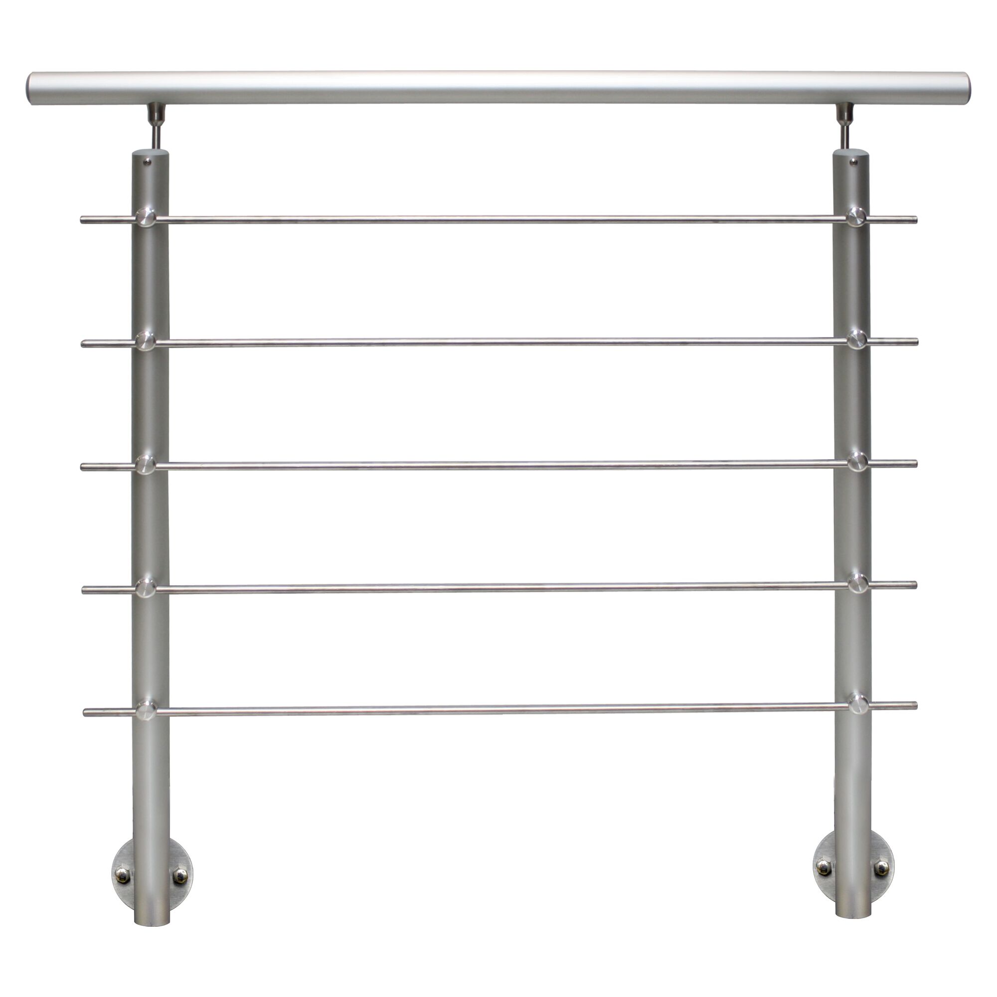 Metallgeländer mit fünf Querstreben und Handlauf