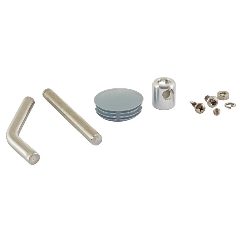 Seitlicher Stabhalter B88 aus Aluminium mit Abdeckkappe und Schrauben.