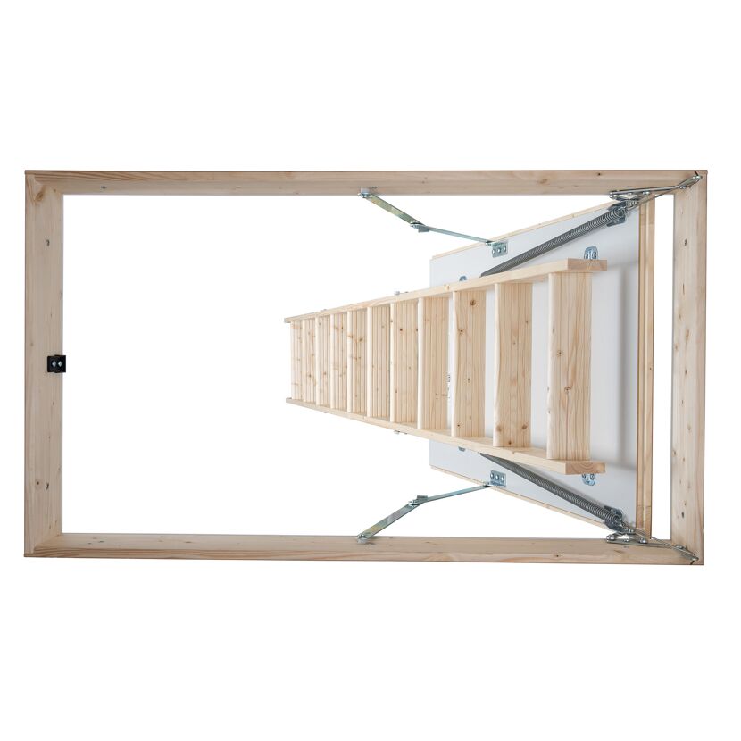 Ausgefahrene Bodentreppe aus Holz