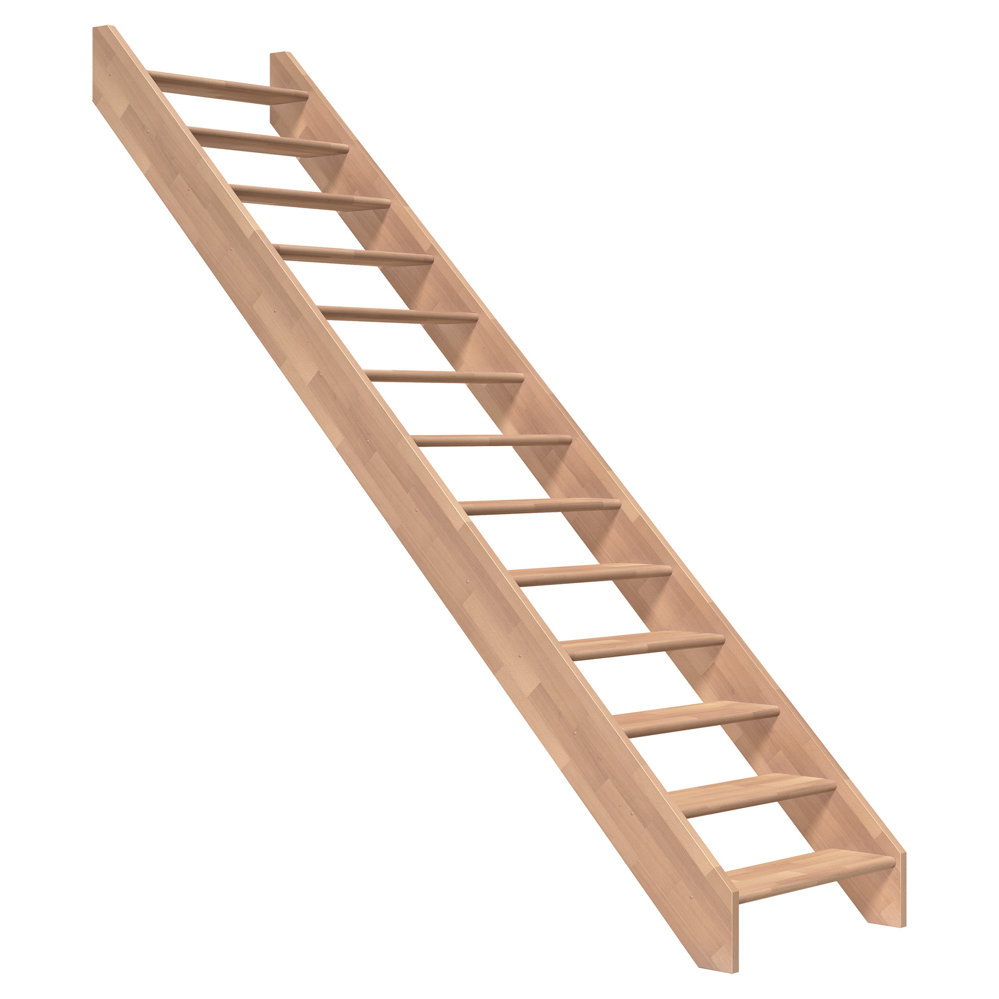 Treppe 'Paris' buchefarbend gerade ohne Setzstufen + product picture