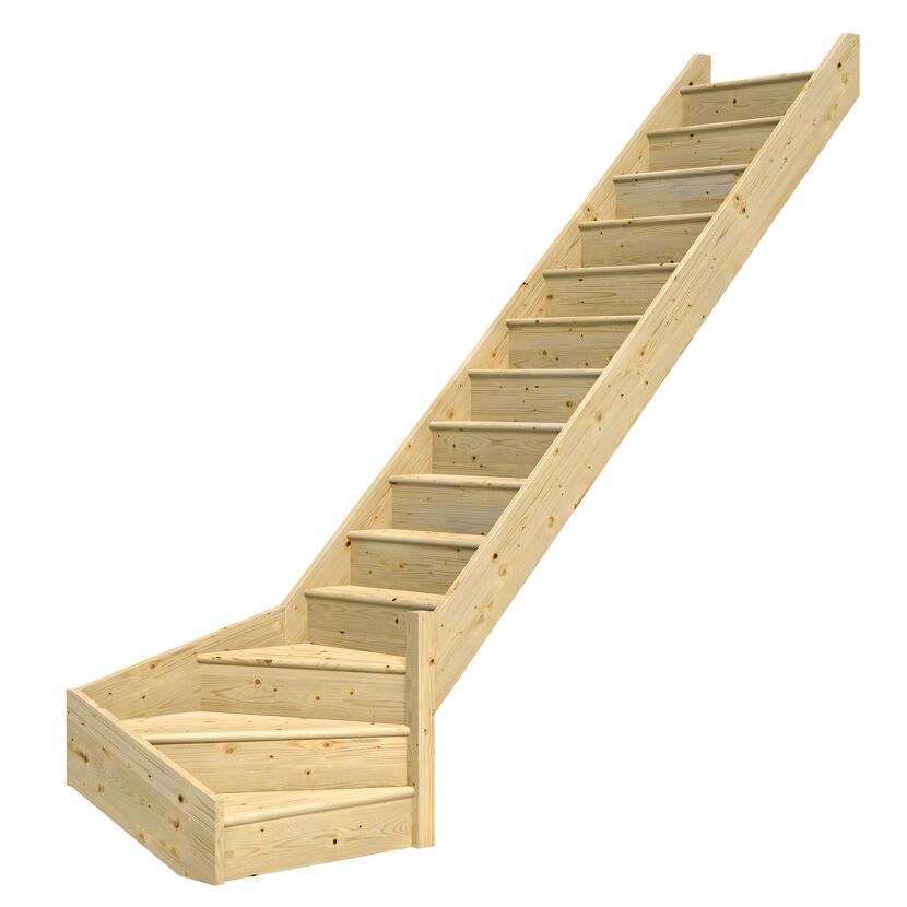 Hölzerne Treppe Paris mit viertelgewendeltem Antritt