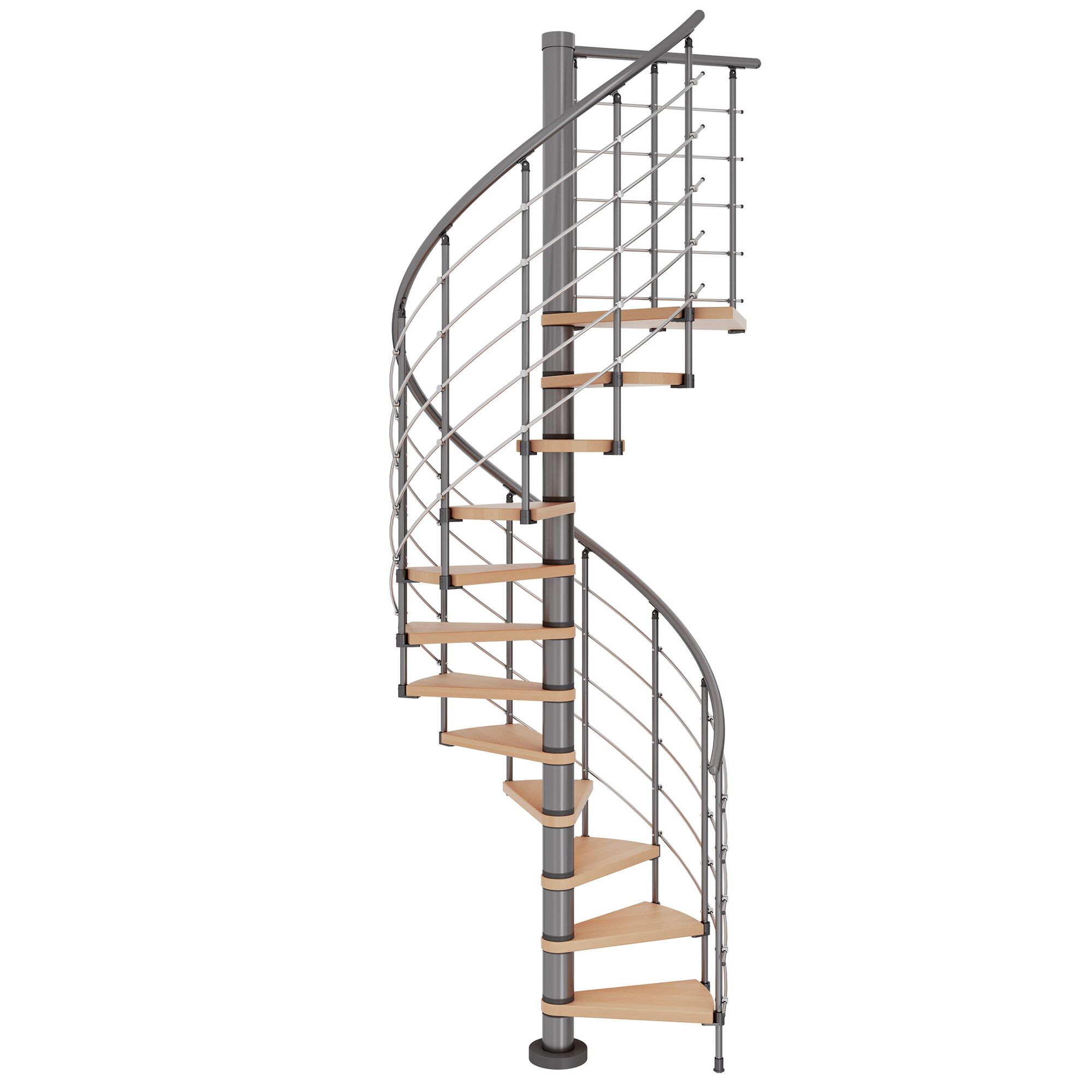 Spindeltreppe Oslo 140 cm grau/buche