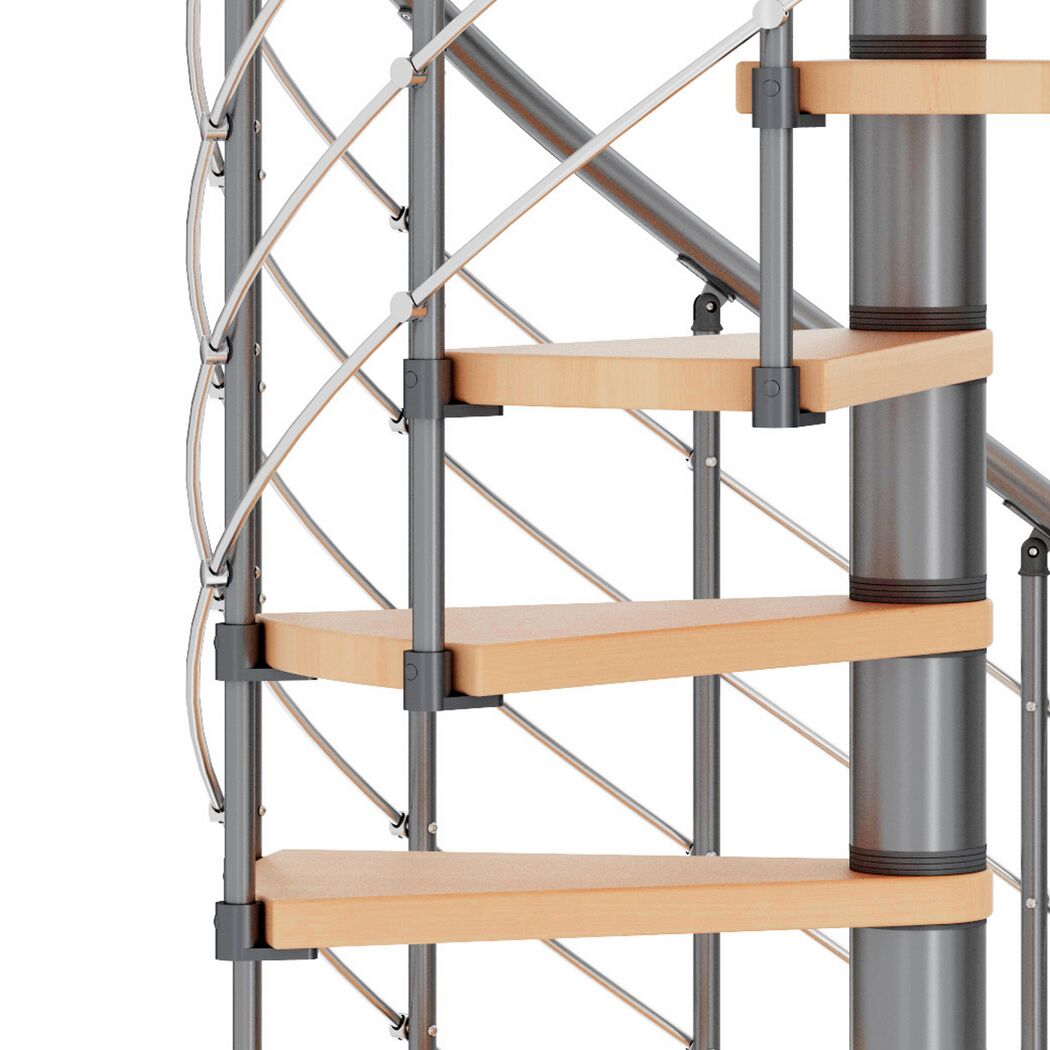 Wendeltreppe Oslo grau/Buche
